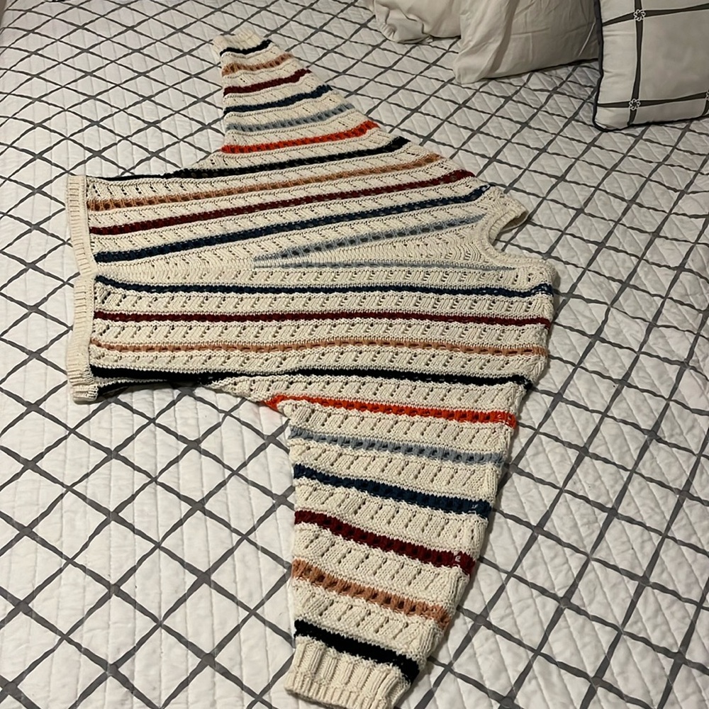 Cream crochet openwork sweater